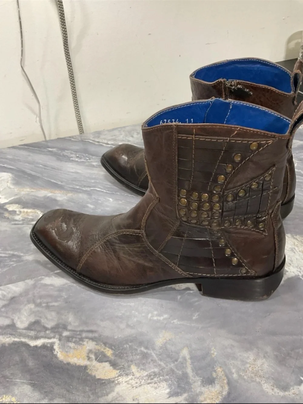 Mark Nason Zipper Leather Dragon Boots Made in Italy size 11 - Picture 4 of 13